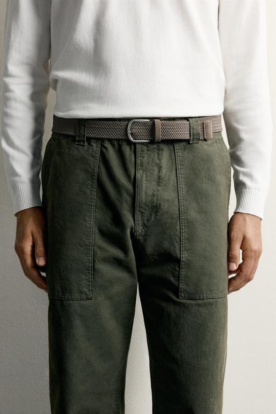 BRAIDED STRETCH BELT - Taupe grey by Zara - Image 0