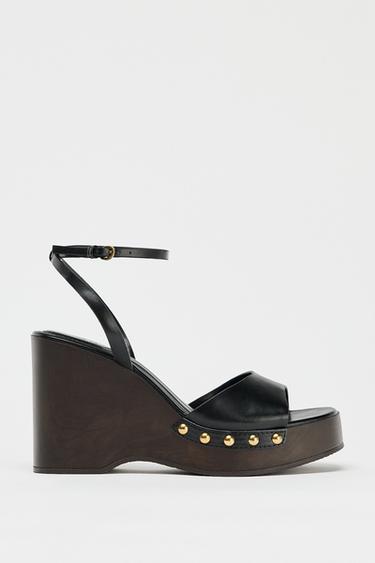 STUDDED PLATFORM WEDGES - Black by Zara