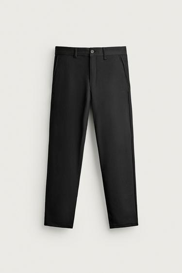 COMFORT TEXTURED CHINO TROUSERS - Black by Zara
