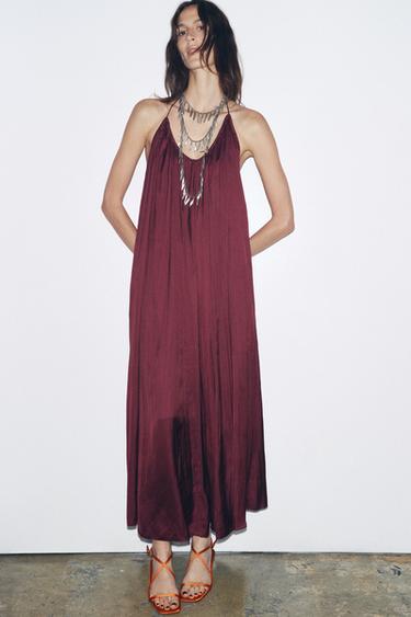 SATIN-EFFECT CROSSOVER STRAP SANDALS - Orange by Zara