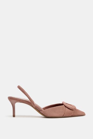 SLINGBACK SHOES WITH PIECE DETAIL - Pink by Zara