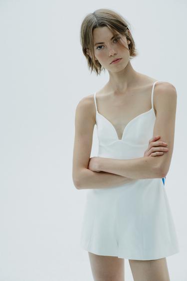 STRIPED SCARF PRINT CUT-OUT PLAYSUIT - White by Zara