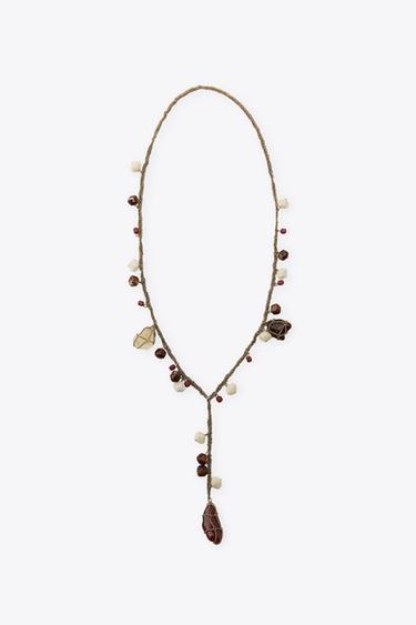 STONE CHAIN NECKLACE - Aged gold by Zara