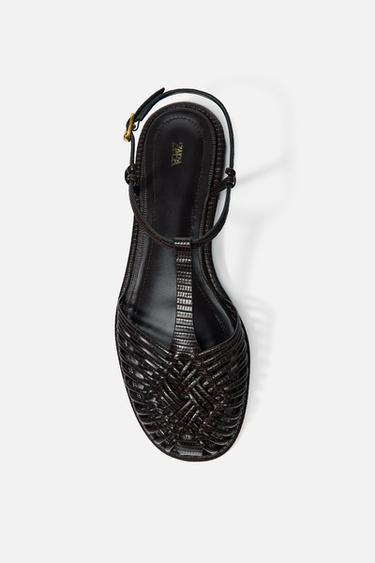 WOVEN CAGE SANDALS - Chocolate Brown by Zara