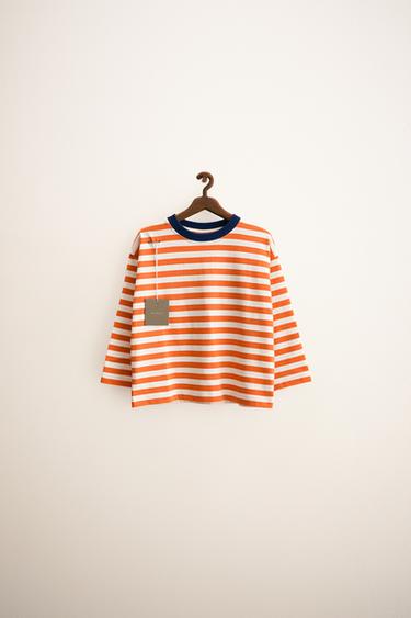 ZARA TIMELESS - STRIPED T-SHIRT WITH TRIM - Orange by Zara