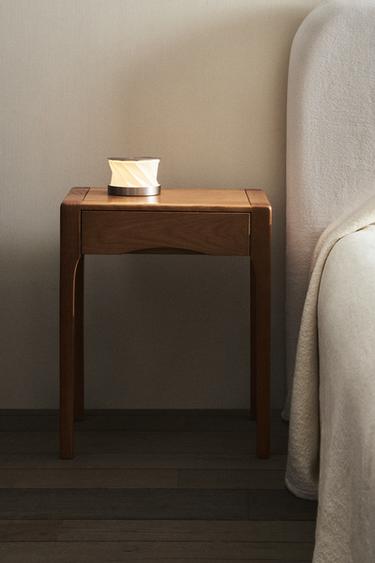 OAK BEDSIDE TABLE WITH DRAWER - Dark brown by Zara