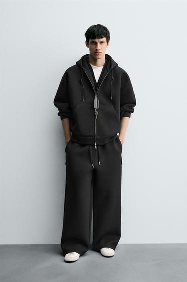 NEOPRENE-EFFECT HOODIE - Black by Zara