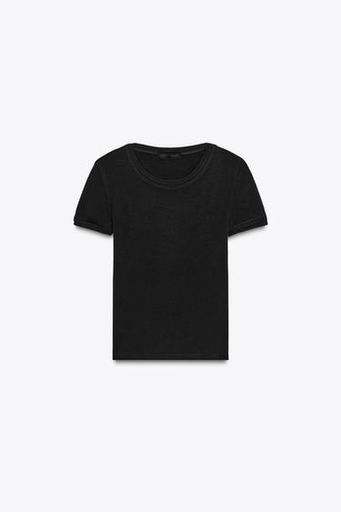 SOFT SHORT SLEEVE T-SHIRT - Black by Zara