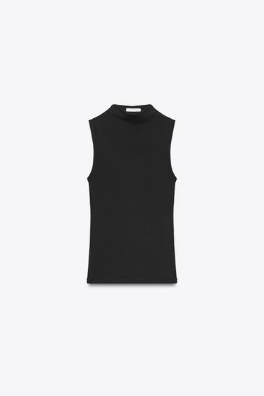 COTTON MODAL TOP - Black by Zara