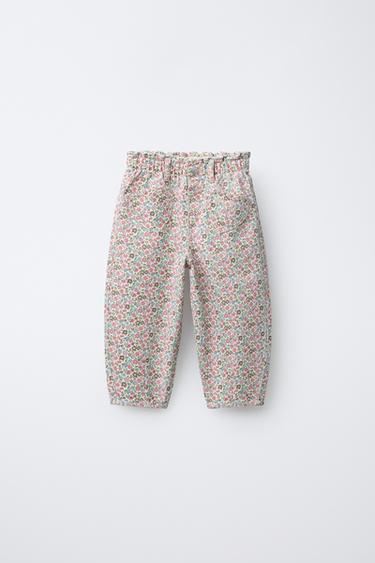 FLORAL TWILL BAGGY TROUSERS - Fuchsia by Zara