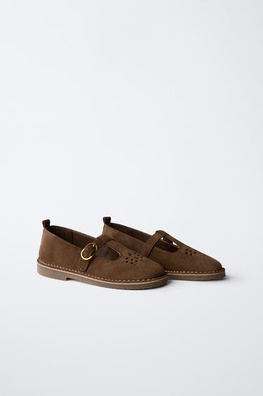 T-BAR LEATHER SHOES - Brown by Zara
