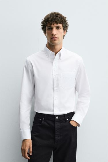 REGULAR FIT BUTTON-DOWN SHIRT - White by Zara