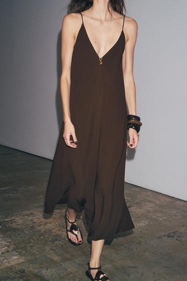 ZW COLLECTION LONG DRESS - Dark brown by Zara