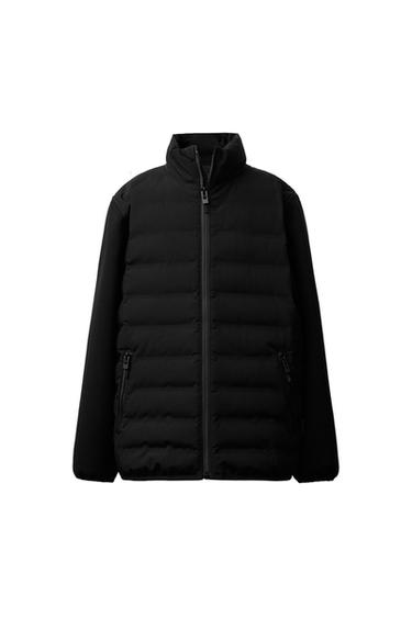 QUILTED JACKET WITH NEOPRENE SLEEVES - Black by Zara