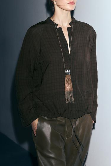 ZW COLLECTION CHECK SHIRT - Green by Zara