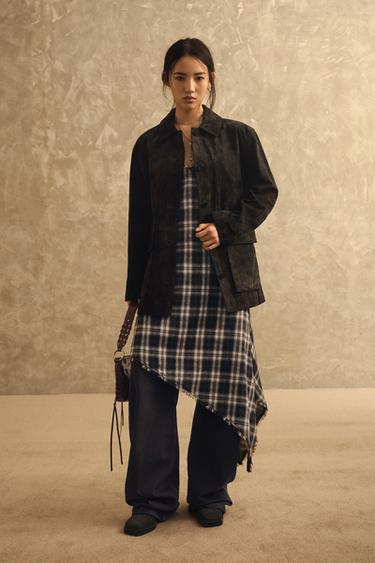 ASYMMETRIC CHECK DRESS - Brown-Blue by Zara