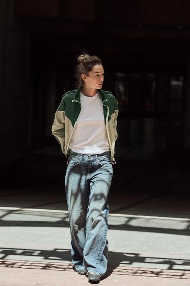 COLOUR BLOCK SHORT JACKET - Green / Ecru by Zara - Image 0