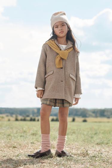 HERRINGBONE WOOL BLEND COAT LIMITED EDITION - Dark camel by Zara