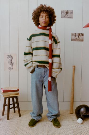 LEATHER DECK SHOES - Khaki Green by Zara