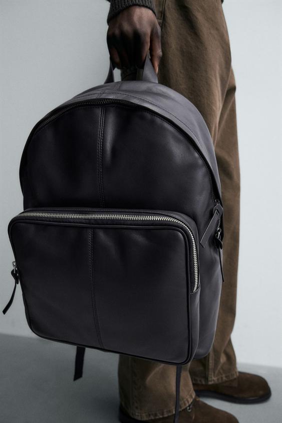 LEATHER BACKPACK - Black by Zara - Image 0