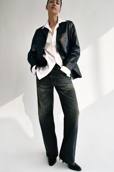 ZW COLLECTION 100% LEATHER BLAZER - Black by Zara - Image 0