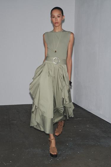 CONTRAST BELTED DRESS - Khaki by Zara - Image 0