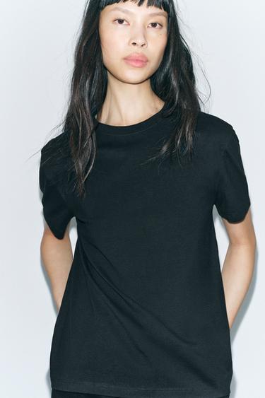 BASIC COTTON T-SHIRT - Black by Zara