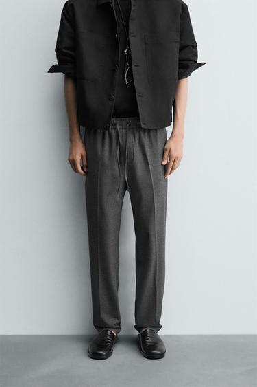 COMFORT FIT JOGGER WAIST TROUSERS - FROSTED GRAY by Zara