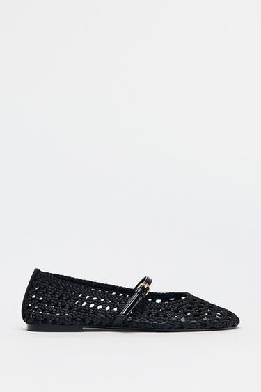 WOVEN STRAP BALLERINAS - Black by Zara