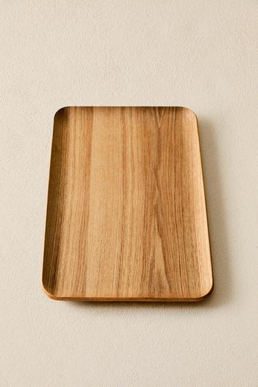 RECTANGULAR WOODEN TRAY - Light beige by Zara