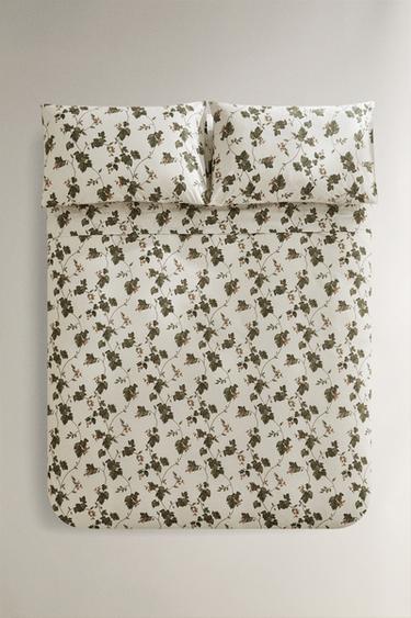 LEAF PRINT DUVET COVER - Oyster-white by Zara