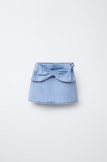 DENIM SKIRT WITH BOW - Mid-blue by Zara