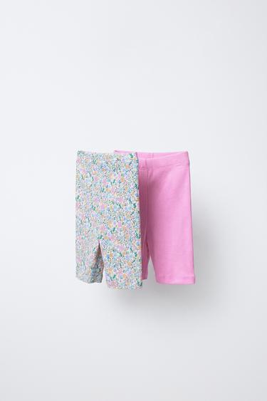 TWO-PACK OF RIBBED CYCLING LEGGINGS - Bubble gum by Zara