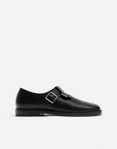 LEATHER BUCKLE SHOES - Black by Zara