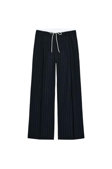 WIDE TROUSERS WITH DOUBLE WAISTBAND - striped by Zara
