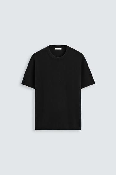 RELAXED FIT KNIT T-SHIRT - Black by Zara