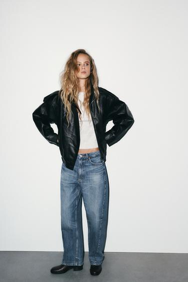 TRF BAGGY BARREL MID-WAIST JEANS - Blue by Zara