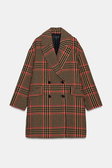 OVERSIZE CHECK COAT - Multicoloured by Zara