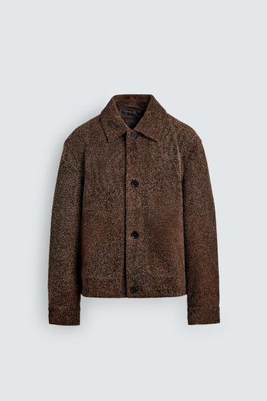 BRUSHED SUEDE LEATHER JACKET - Clay by Zara