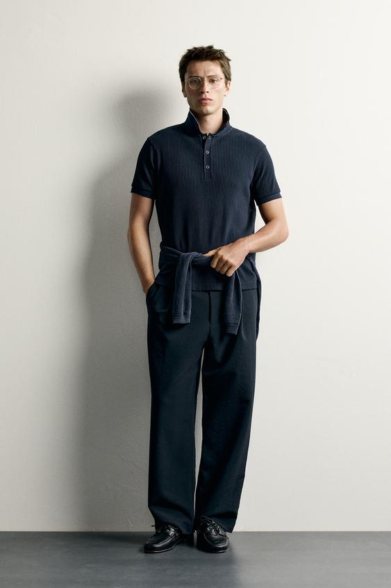 RETRO REGULAR FIT POLO SHIRT - Navy blue by Zara - Image 0
