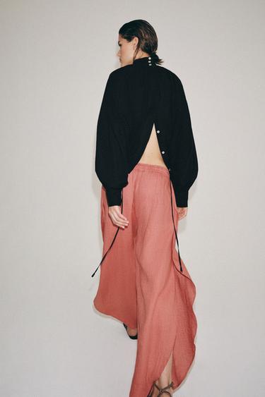 100% LINEN TROUSERS WITH VENTS ZW COLLECTION - Coral by Zara