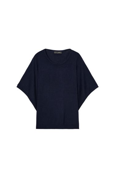 KNIT TOP WITH WIDE SLEEVES - Navy blue by Zara
