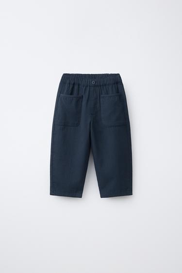 STRAIGHT FIT TROUSERS WITH POCKETS - Navy blue by Zara