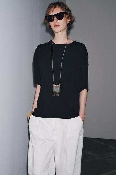 OVERSIZE PLAIN KNIT TOP - Black by Zara