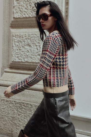 HOUNDSTOOTH WOOL JUMPER - Multicoloured by Zara
