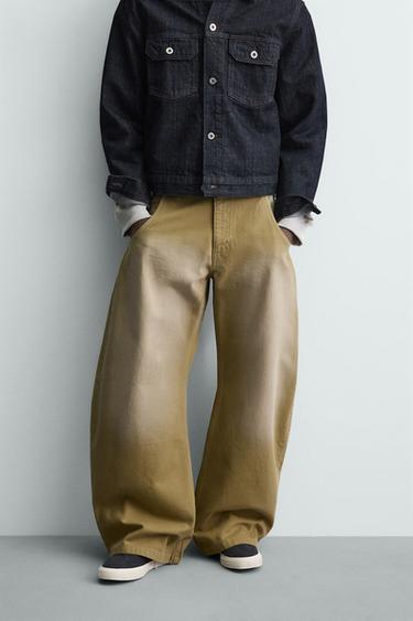 WASHED BALLOON FIT JEANS - camel by Zara