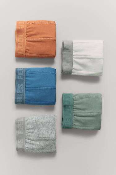 6-14 YEARS/ PACK OF FIVE TEXT BOXERS - Multicoloured by Zara