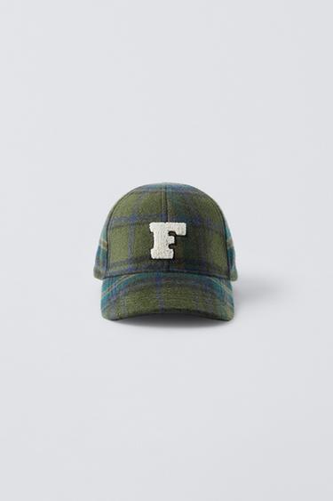 CHECK CAP WITH PATCH - Green by Zara