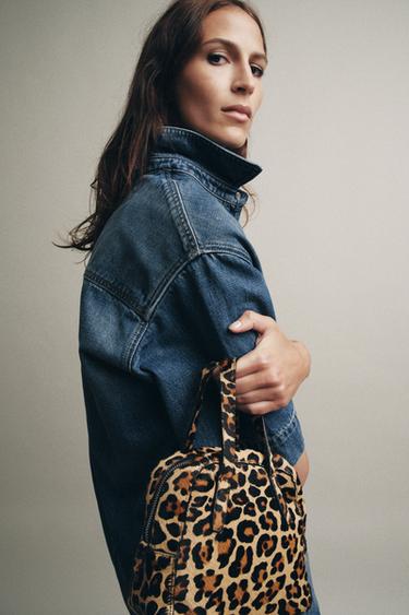 ANIMAL PRINT SHEEPSKIN MINI LEATHER BOWLING BAG - Leopard by Zara - Image 0