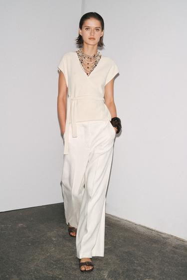 RUSTIC WRAP TOP - Ecru by Zara - Image 0